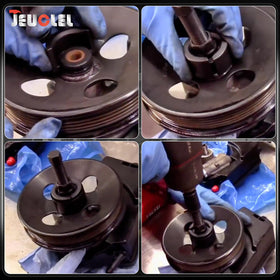 JEUCLEL tool in use removing a pulley demonstrating safe controlled extraction