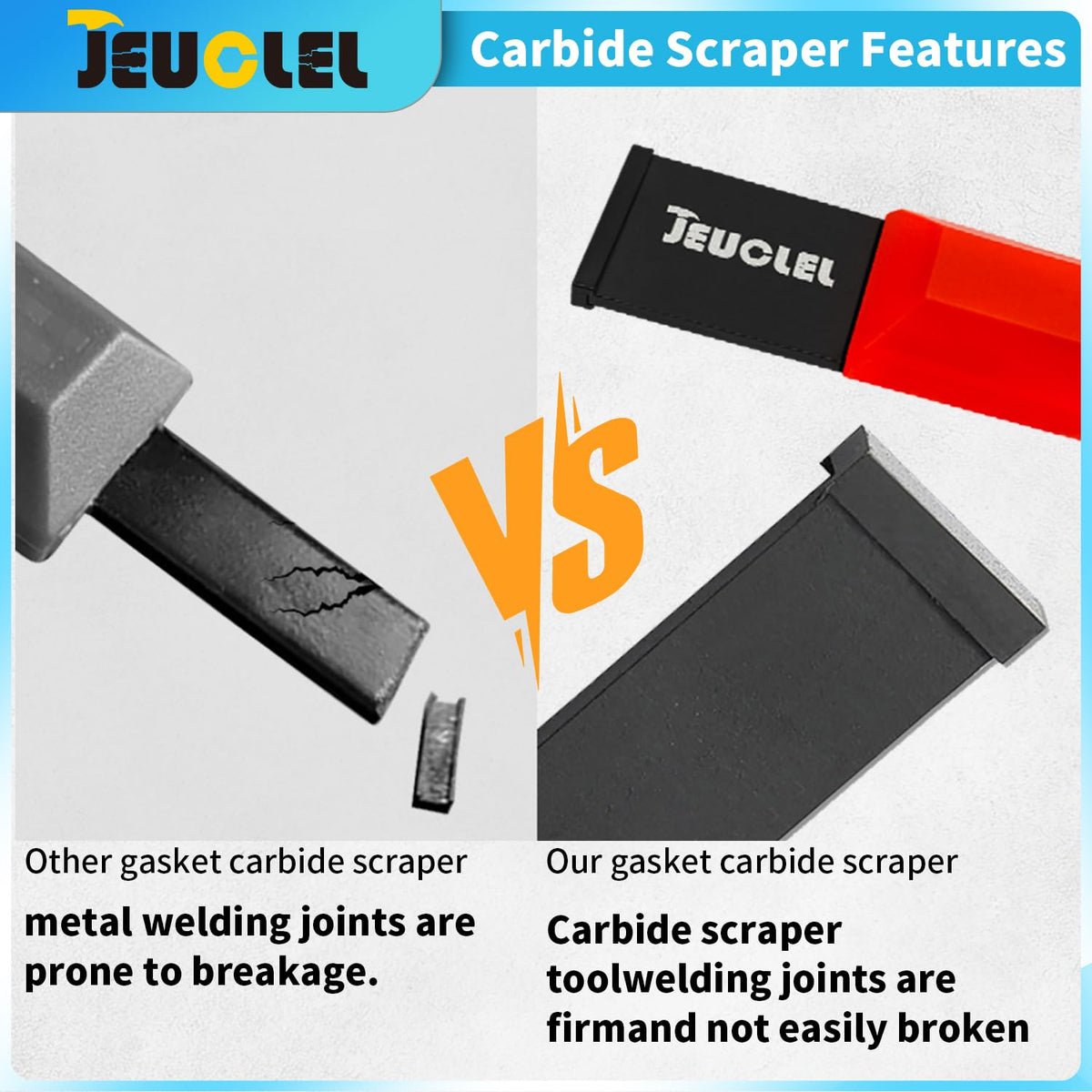JEUCLEL wide 1-1/4 inch blade removing gasket residue on cylinder head efficiently
