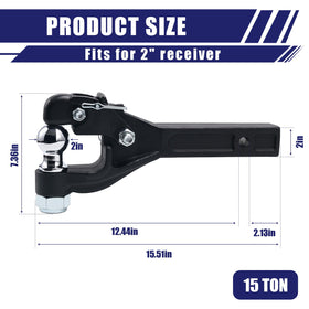 JEXTRA close-up of 2-inch ball and pintle hook highlighting durable locking pin