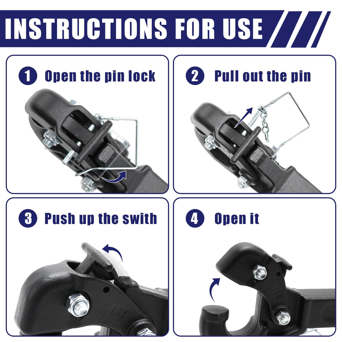 JEXTRA pintle hitch powder-coat texture close-up for corrosion resistance