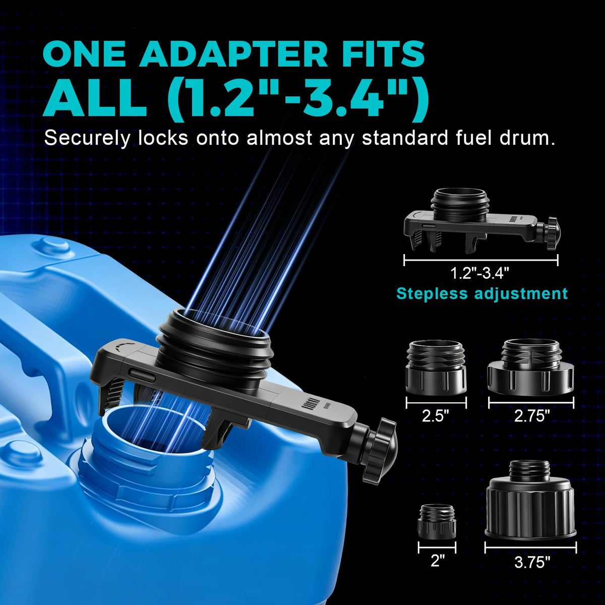 JEXUL universal adjustable adapter sealing a drum opening to prevent spills