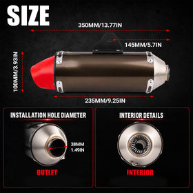 JFG RACING exhaust side profile detail highlights tapered shell for reduced weight