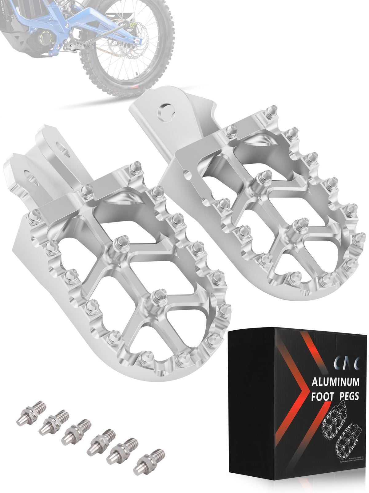 JFG RACING front view of foot peg showing shape and mounting benefit