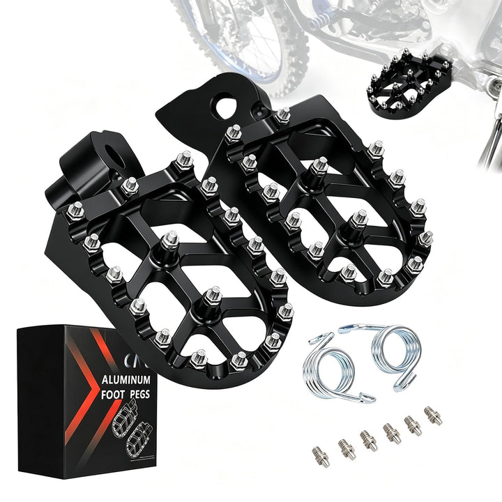 JFG RACING front view of black CNC foot peg showing platform and grip benefit