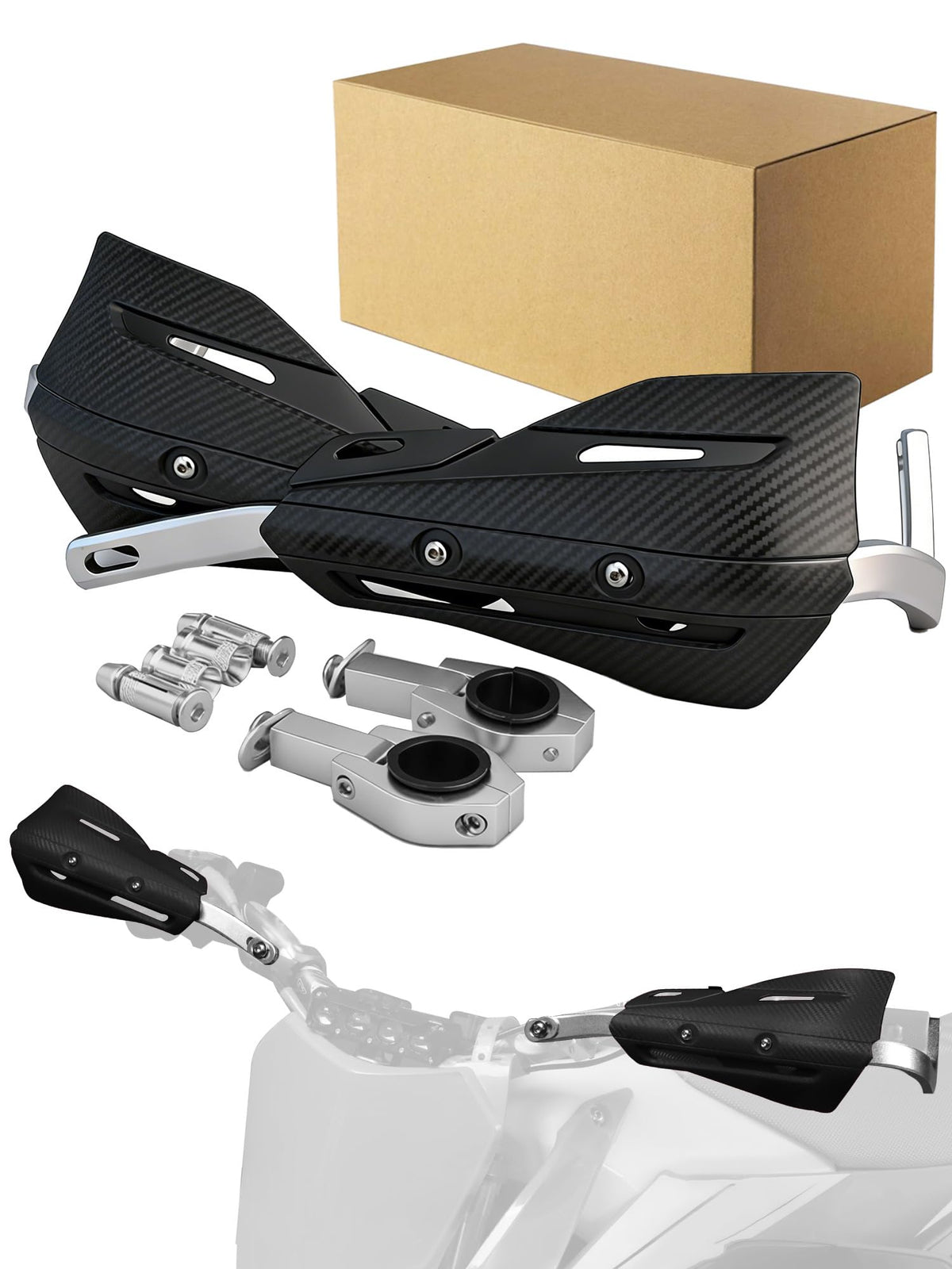 JFG RACING front view of hand guards showing full coverage and sleek look