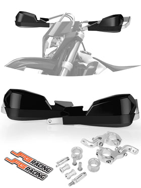 JFG RACING front view showing complete hand guard kit and mounting benefits