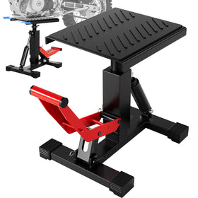 JFG RACING front view of red stand showing sturdy frame and lift benefit