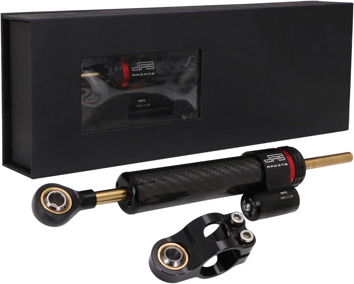 JFG RACING front view showing compact damper and clear benefits