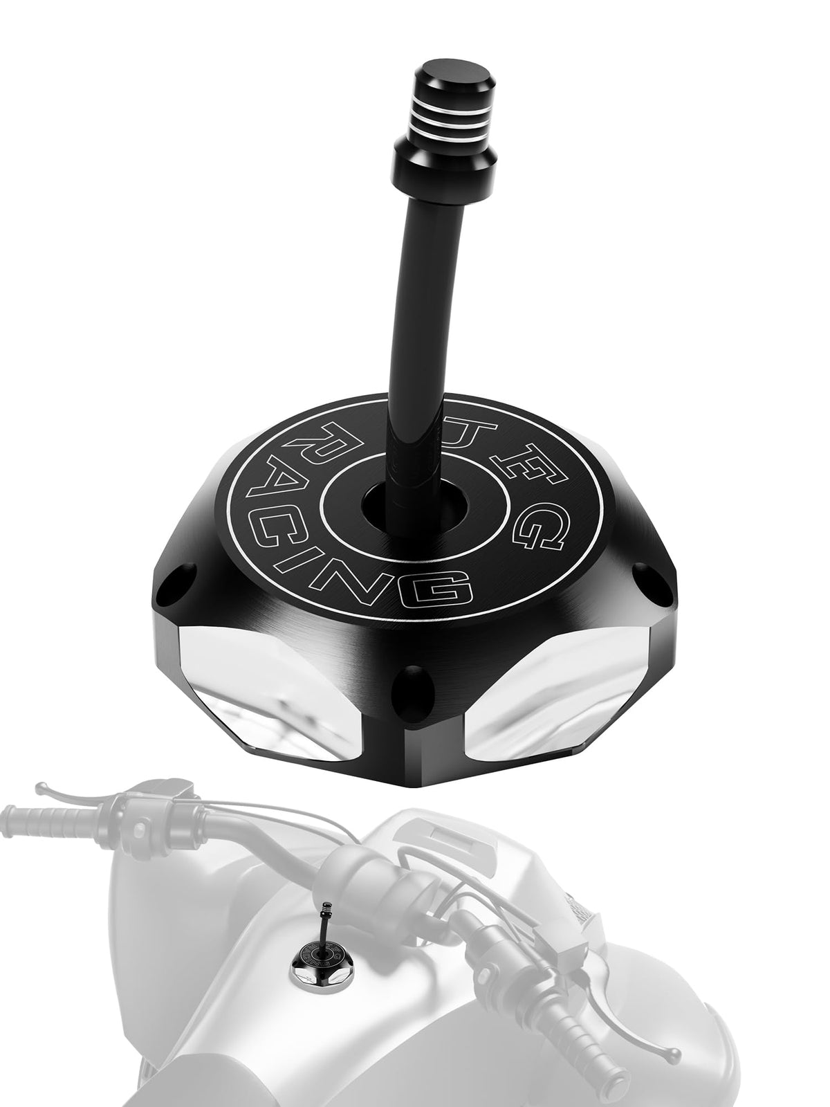 JFG RACING gas cap front view showing fit and finish benefit