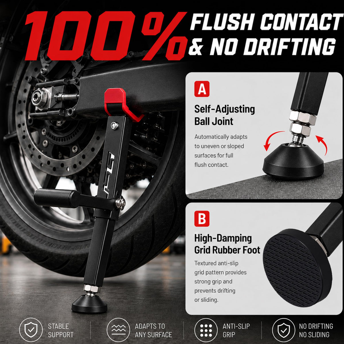 JFG RACING adjustable height scale demonstrating versatile fit for many bikes benefit