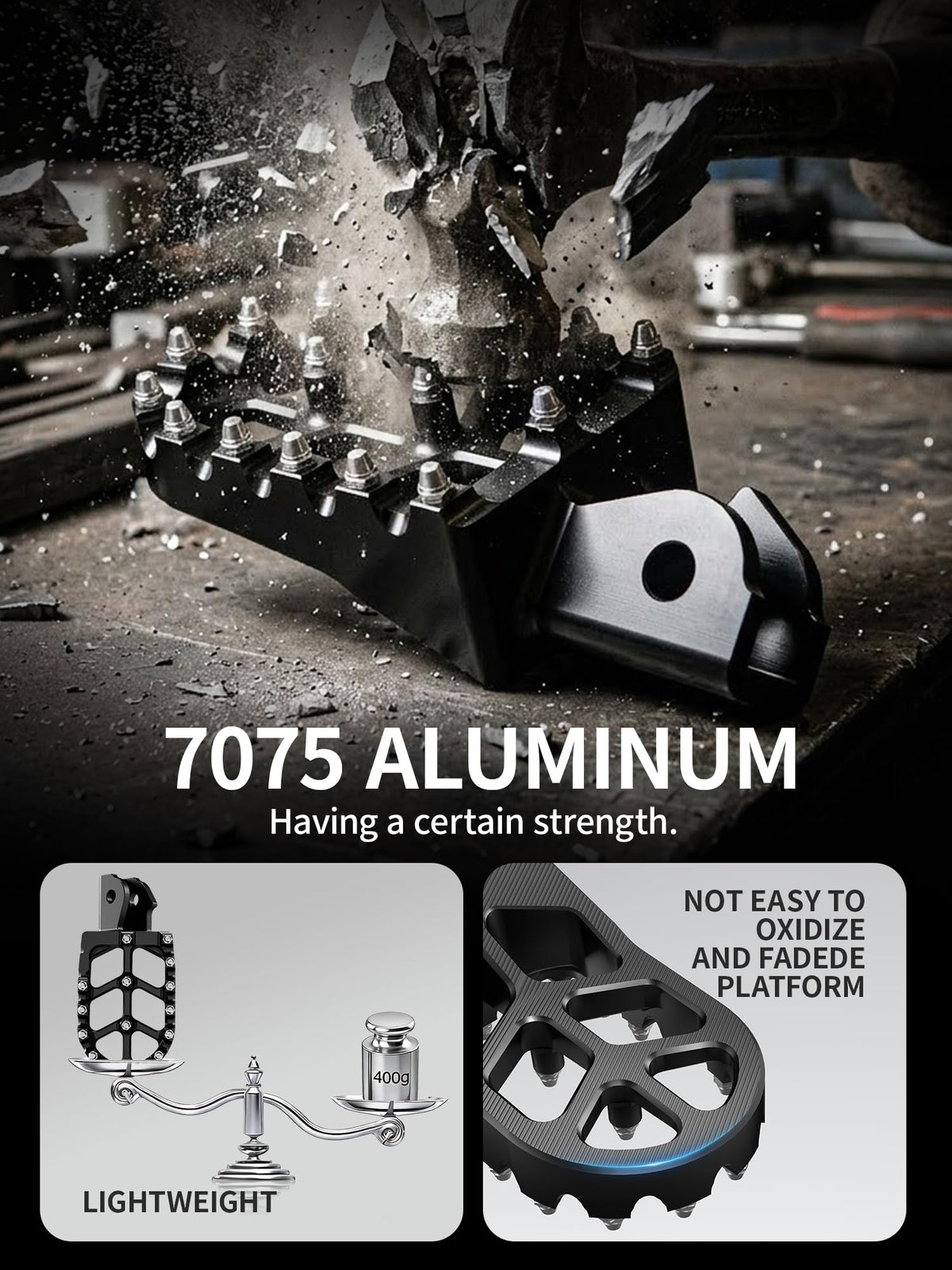 JFG RACING engraved 7075 aluminum marking showing lightweight durability