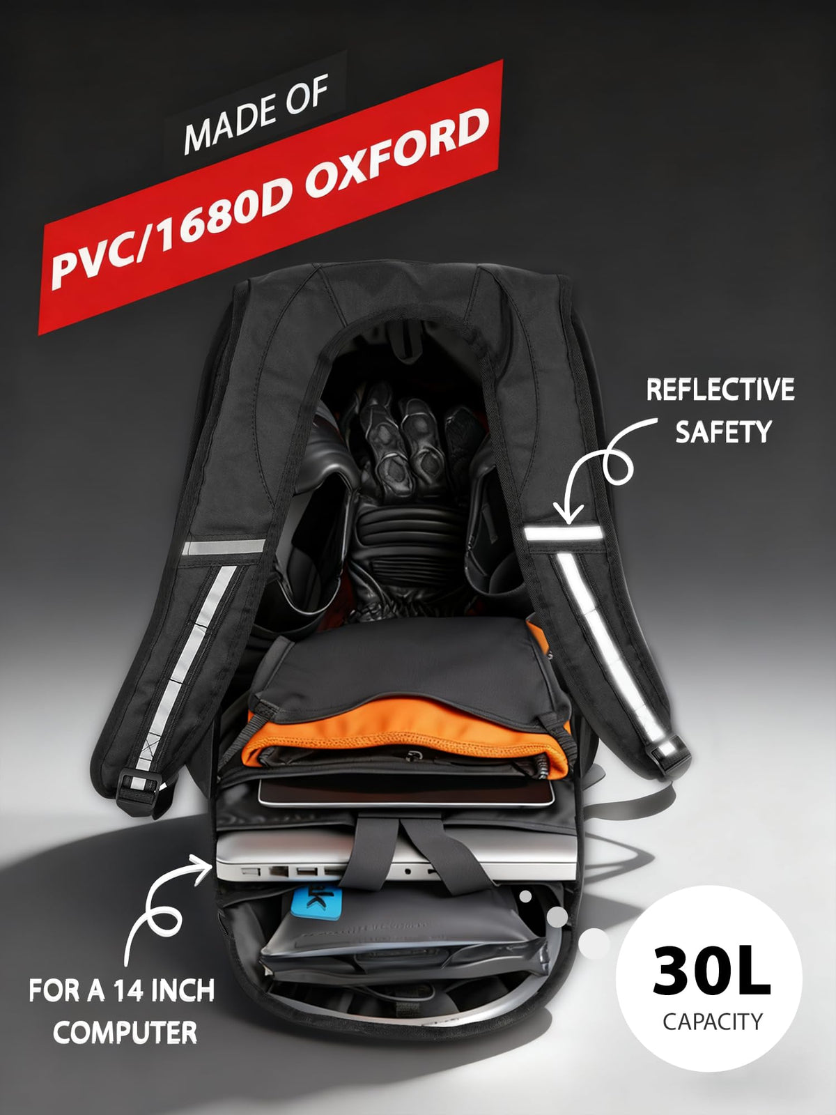 JFG RACING open pack with helmet inside demonstrating secure storage