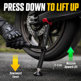 JFG RACING close-up of the press lever illustrating effortless lift advantage