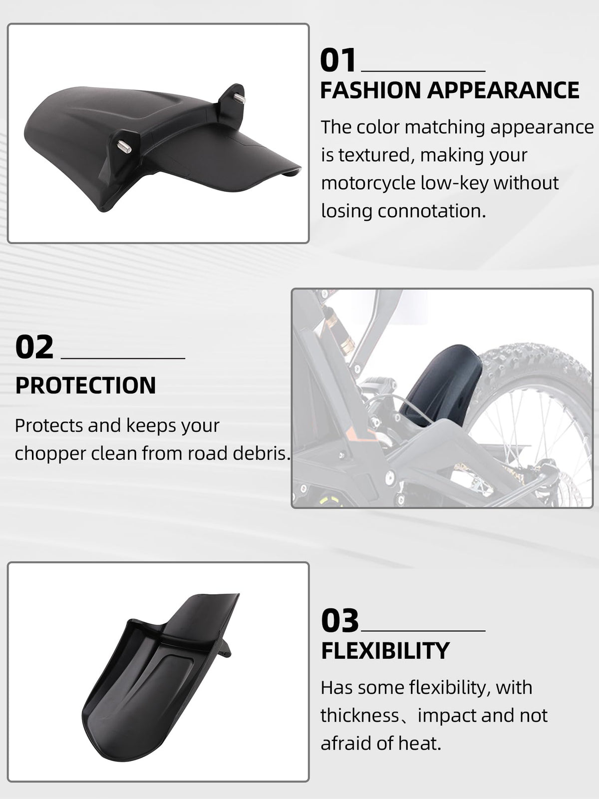 JFG RACING rear fender beside a ruler showing scale and precise fit
