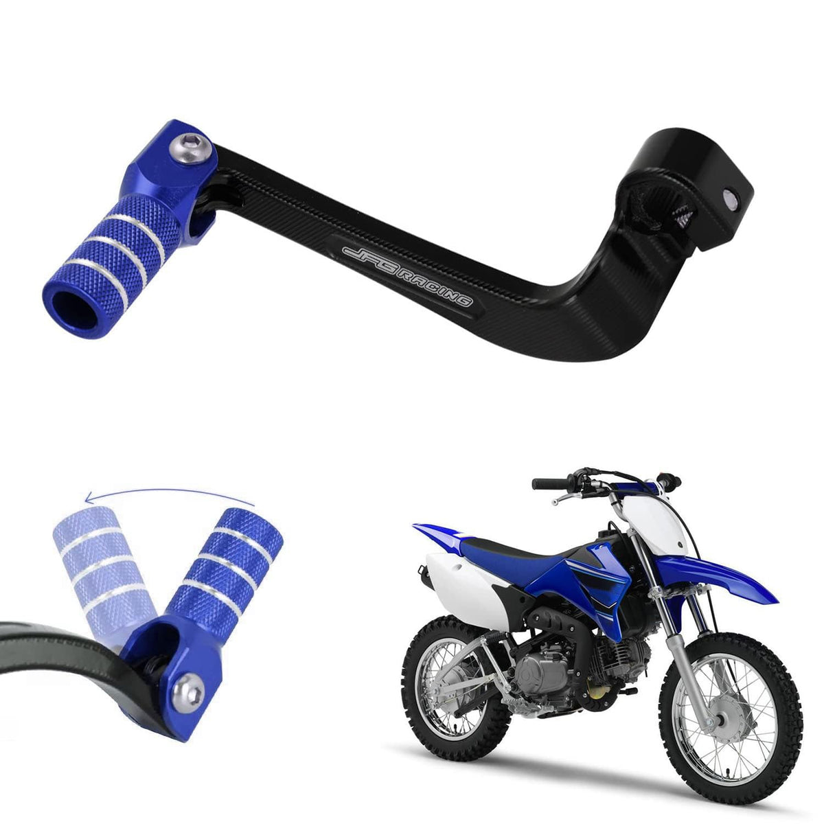 JFG RACING front view of shifter lever showing durable CNC shape and improved control