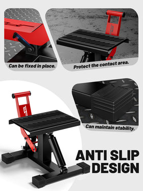 JFG RACING side profile with dirt bike lifted demonstrating secure elevation