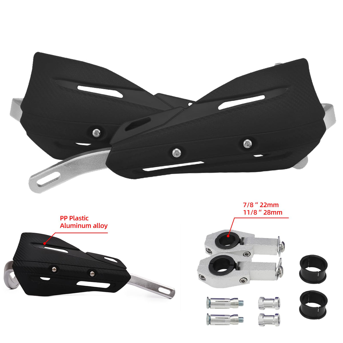 JFG RACING size comparison showing guard scale and ergonomic hand clearance