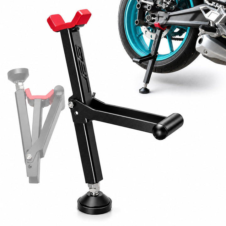 JFG RACING front view of portable stand showing compact profile and easy storage benefit