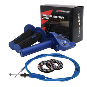 JFG RACING front view of blue throttle showing fit and finish benefit