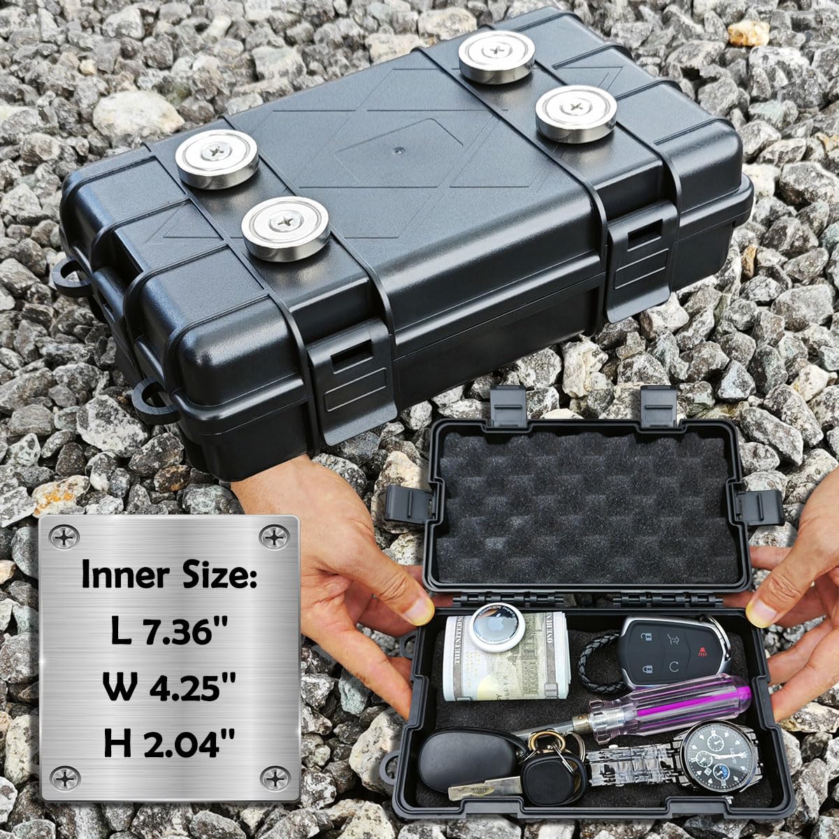 JFOMOYGI front view of magnetic key box showing compact concealment benefit