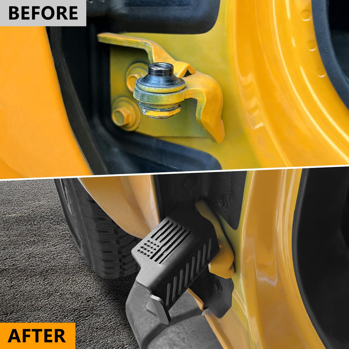 JHD-TOGO close-up of textured surface and US flag, traction for wet conditions benefit