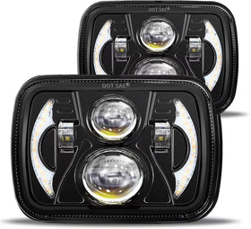 JHLion front view of 5x7 headlight showing DRL and amber turn signal benefit