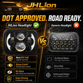 JHLion beam pattern on road at night showing clear cut-off and enhanced contrast