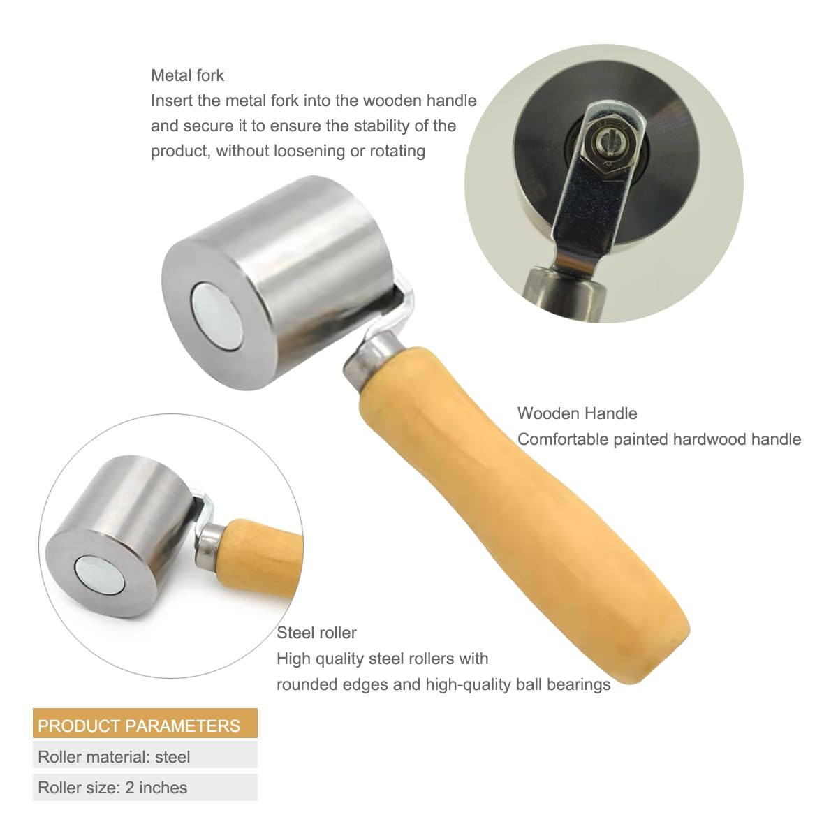 JIADING wood handle detail offering comfortable grip for sustained rolling control