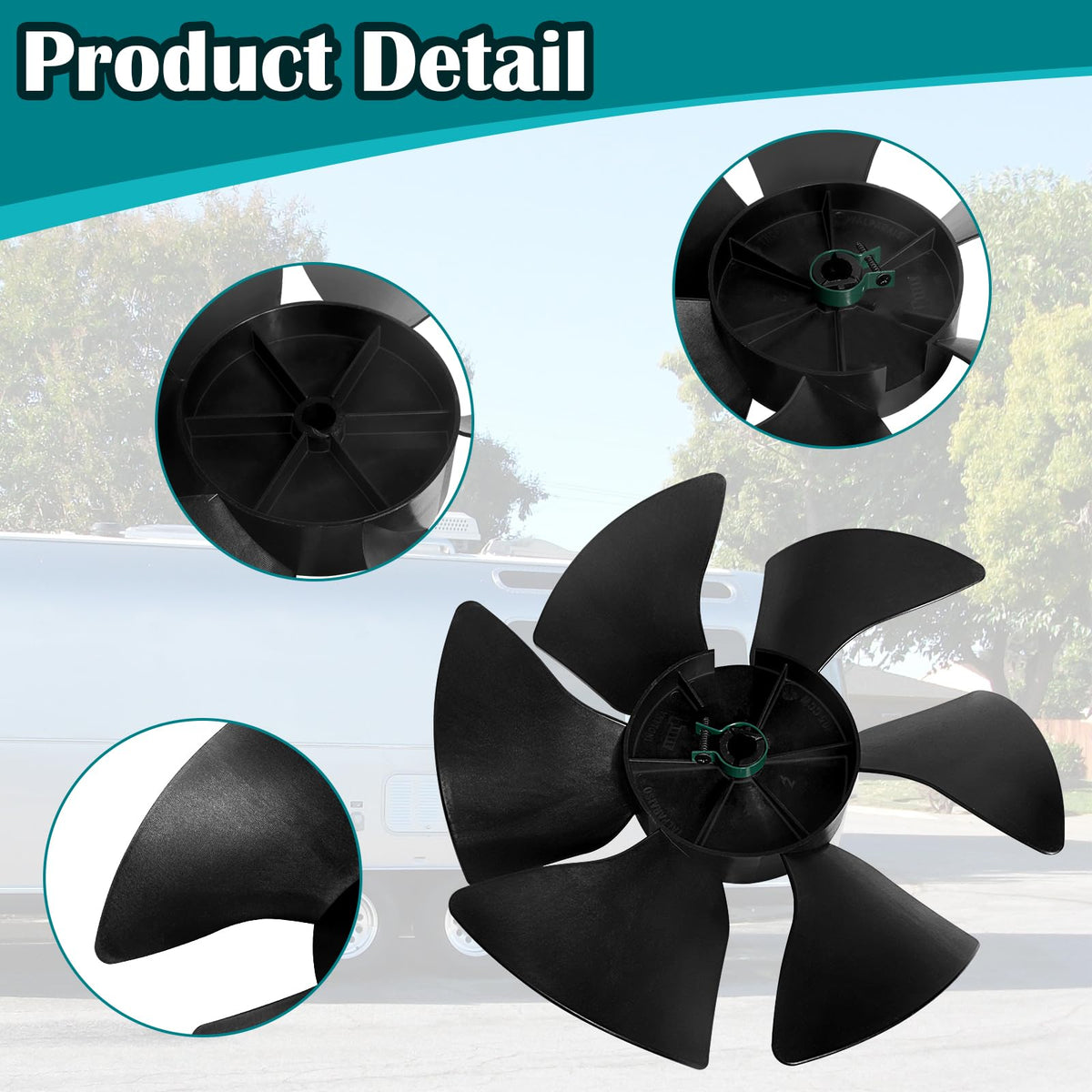 JIANBENKJ fan blade side profile displaying 3-inch thickness and fit reliability benefit