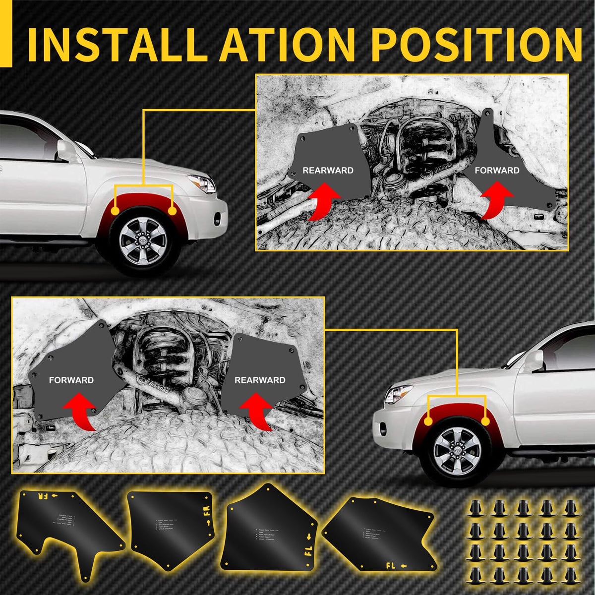 jiankun four-piece rear guards arranged showing full coverage
