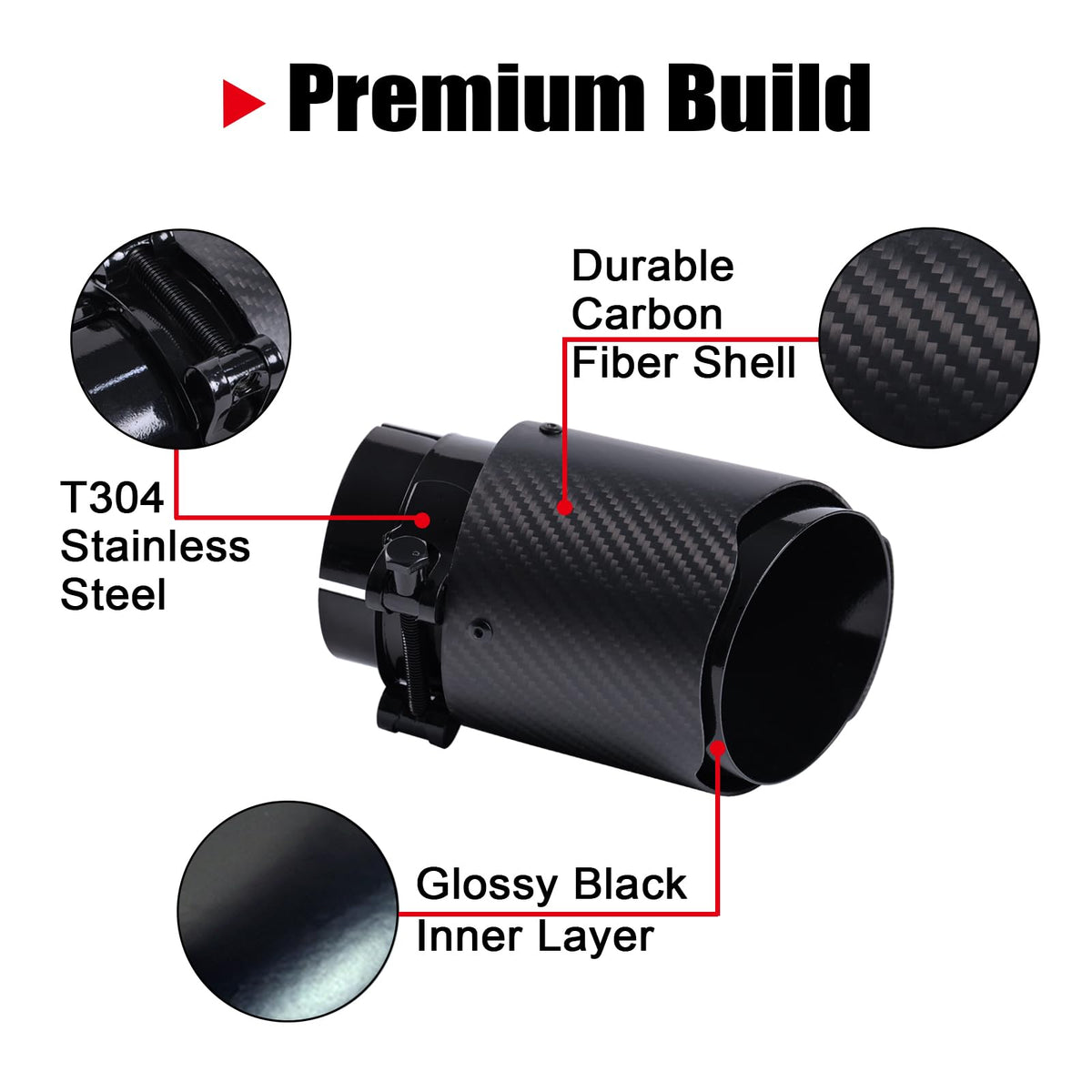 Jiarear view of black clamp and stainless inner for corrosion resistance and secure fit