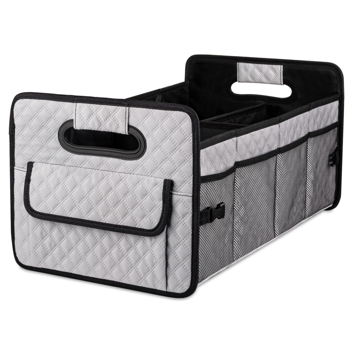 JiatuA front view of trunk organizer showing size and pockets for tidy storage