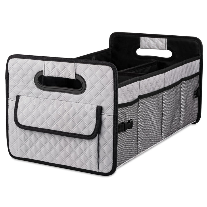 JiatuA front view of trunk organizer showing size and pockets for tidy storage