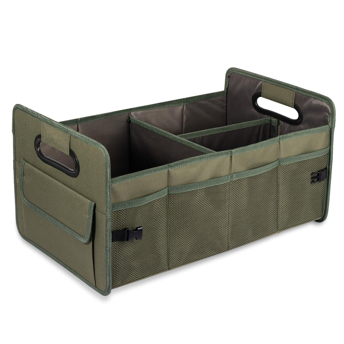 JiatuA front view of trunk organizer showing upright stability and compartments