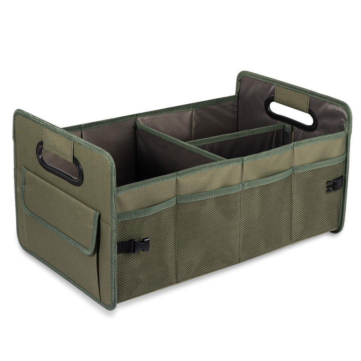 JiatuA front view of trunk organizer showing upright stability and compartments