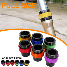 JIAYAN lifestyle shot in garage showing tool speeding up fork maintenance