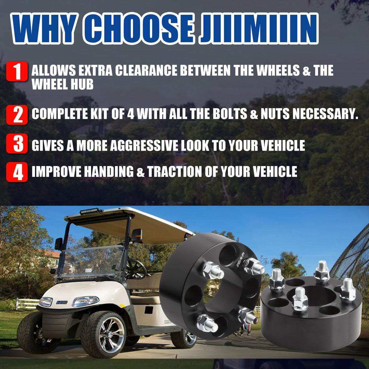 JiiinMiiin side profile displaying the 2-inch (50mm) spacer thickness for increased wheel offset