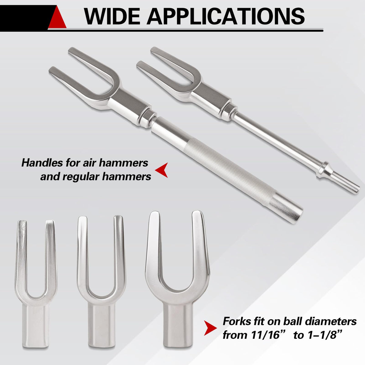 Jiimee lined forks for scale, illustrating included 11/16, 15/16, 1-1/8 sizes
