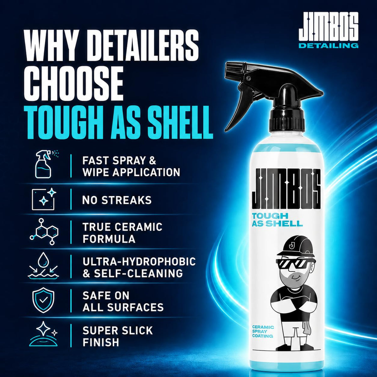 Jimbos spray nozzle close-up demonstrating precise application benefit