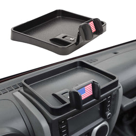 Jimen front view installed on Jeep Wrangler JK dashboard showing neat organization