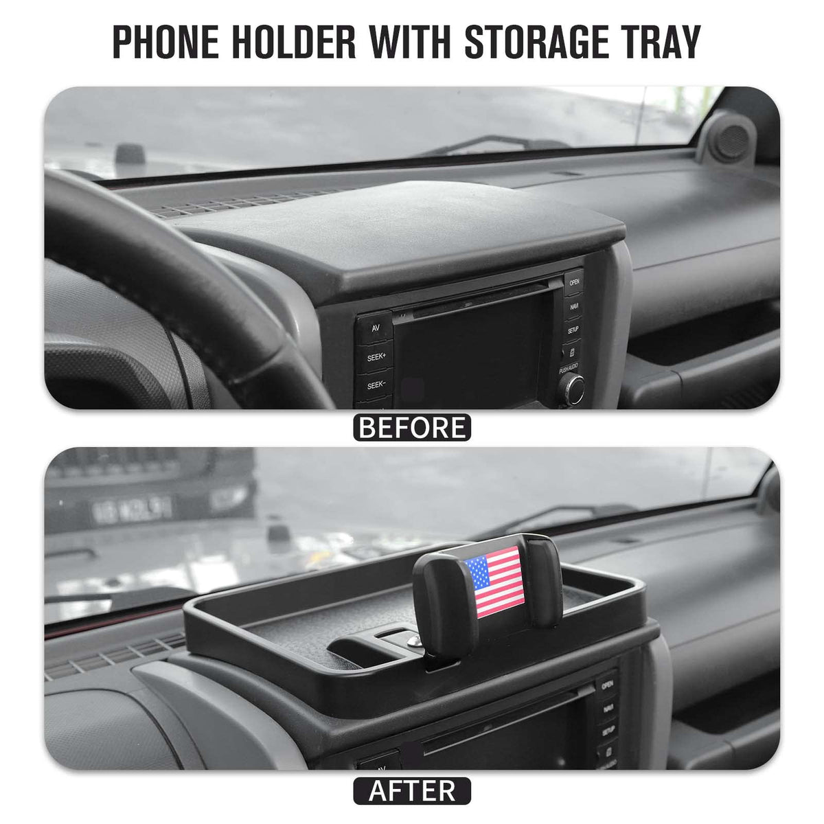 Jimen lifestyle shot in Jeep interior for easy access during road trips