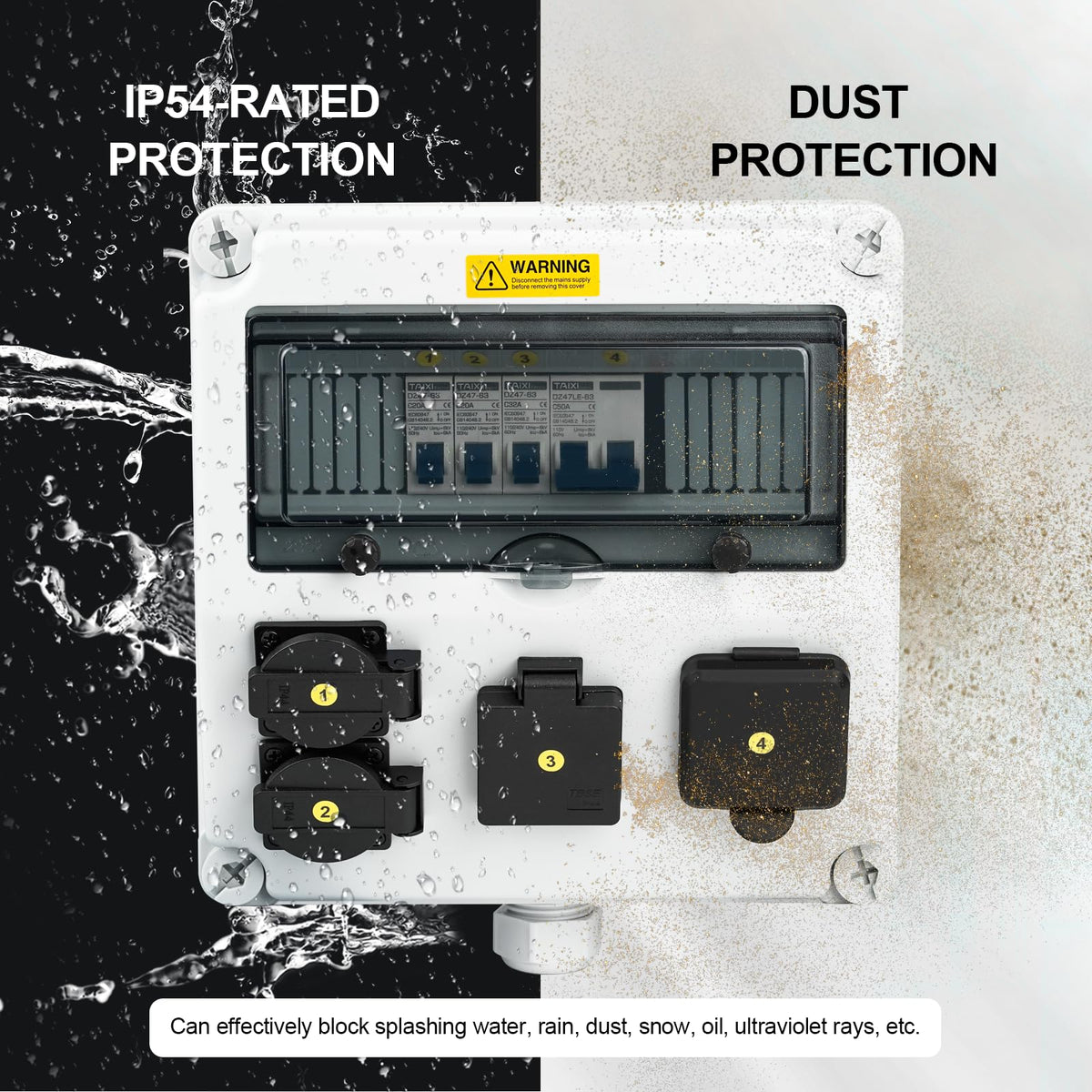 JINDOUZI transparent lockable cover detail protecting sockets and preventing accidental contact