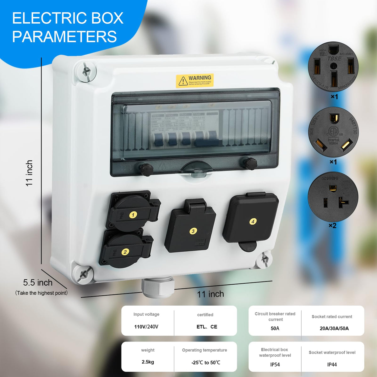 JINDOUZI mounted on an RV exterior demonstrating weather resistance and convenient shore power access