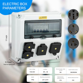 JINDOUZI mounted on an RV exterior demonstrating weather resistance and convenient shore power access