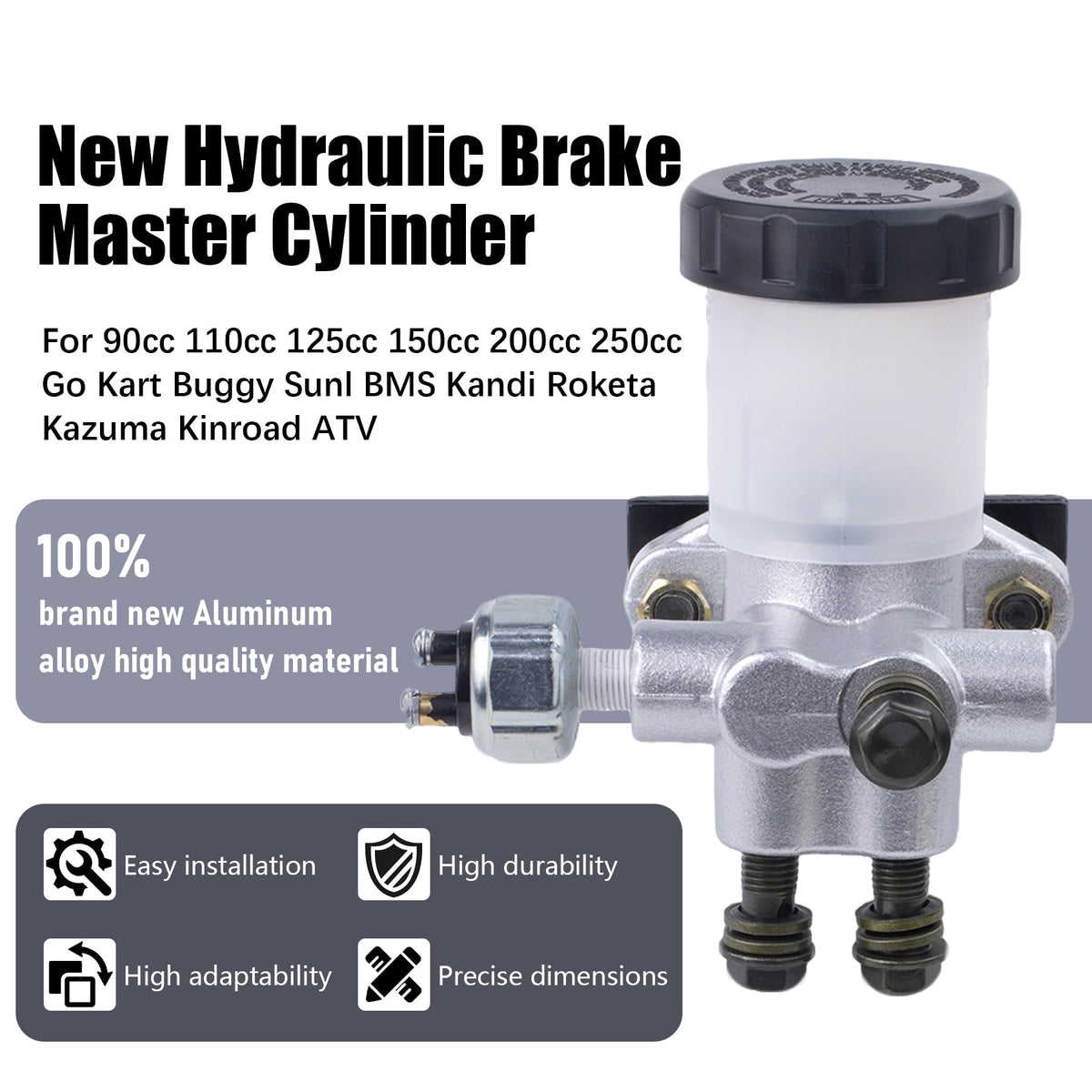 JINGKE master cylinder installed on a go kart demonstrating direct-fit replacement benefits