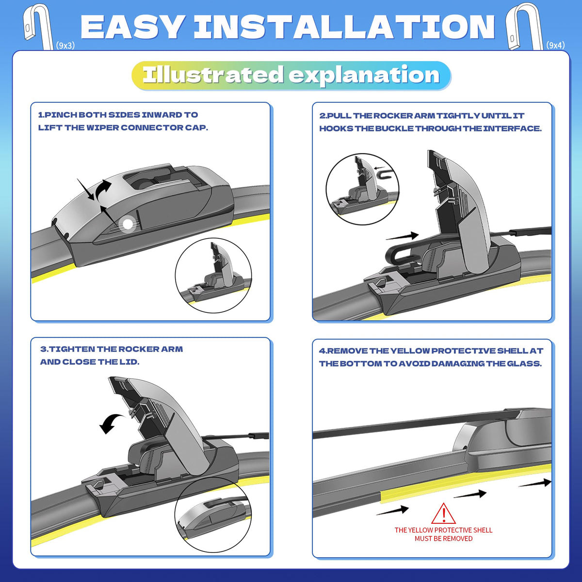 JINGOU 28" and 15" blades side-by-side for quick size verification and correct fitment
