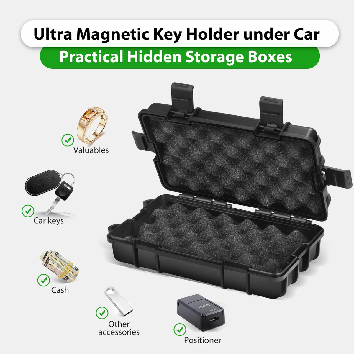 JINGTAO88 open interior showing large capacity for fobs, AirTags, and cash