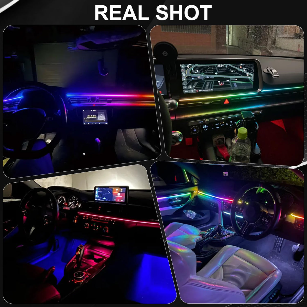 JINRUITOP app on phone syncing lights to music for dynamic in-car atmosphere