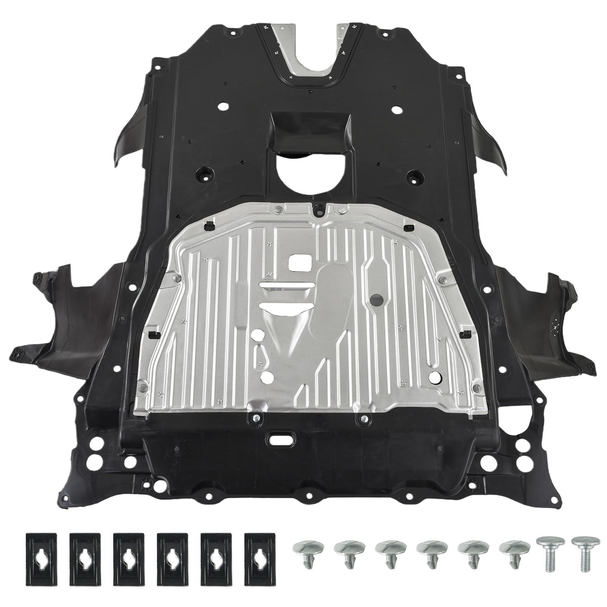 JISKAIAI front view of under engine guard showing full coverage and fit benefit