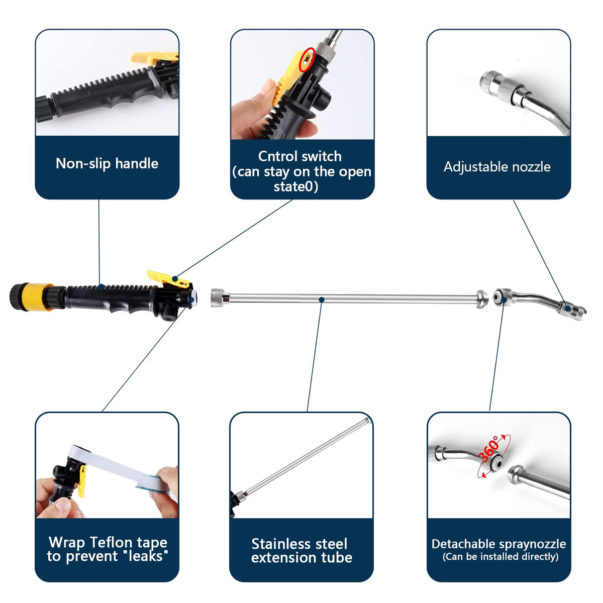 jixsloft detachable nozzle rotating 360 degrees for targeted tank cleaning